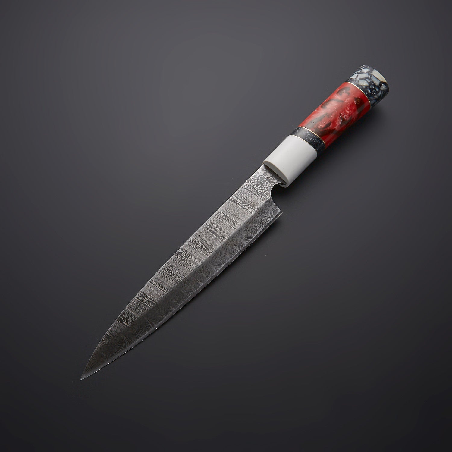 Hand-Forged Damascus Steel Chef Knife – Resin & Marble Handle | Professional Kitchen Blade Knives Craft