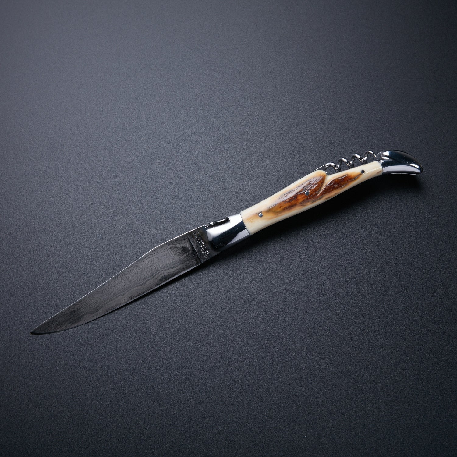 🔪 Hand-Forged Damascus Steel Folding Knife with Bone Handle & Corkscrew 🔪 Knives Craft