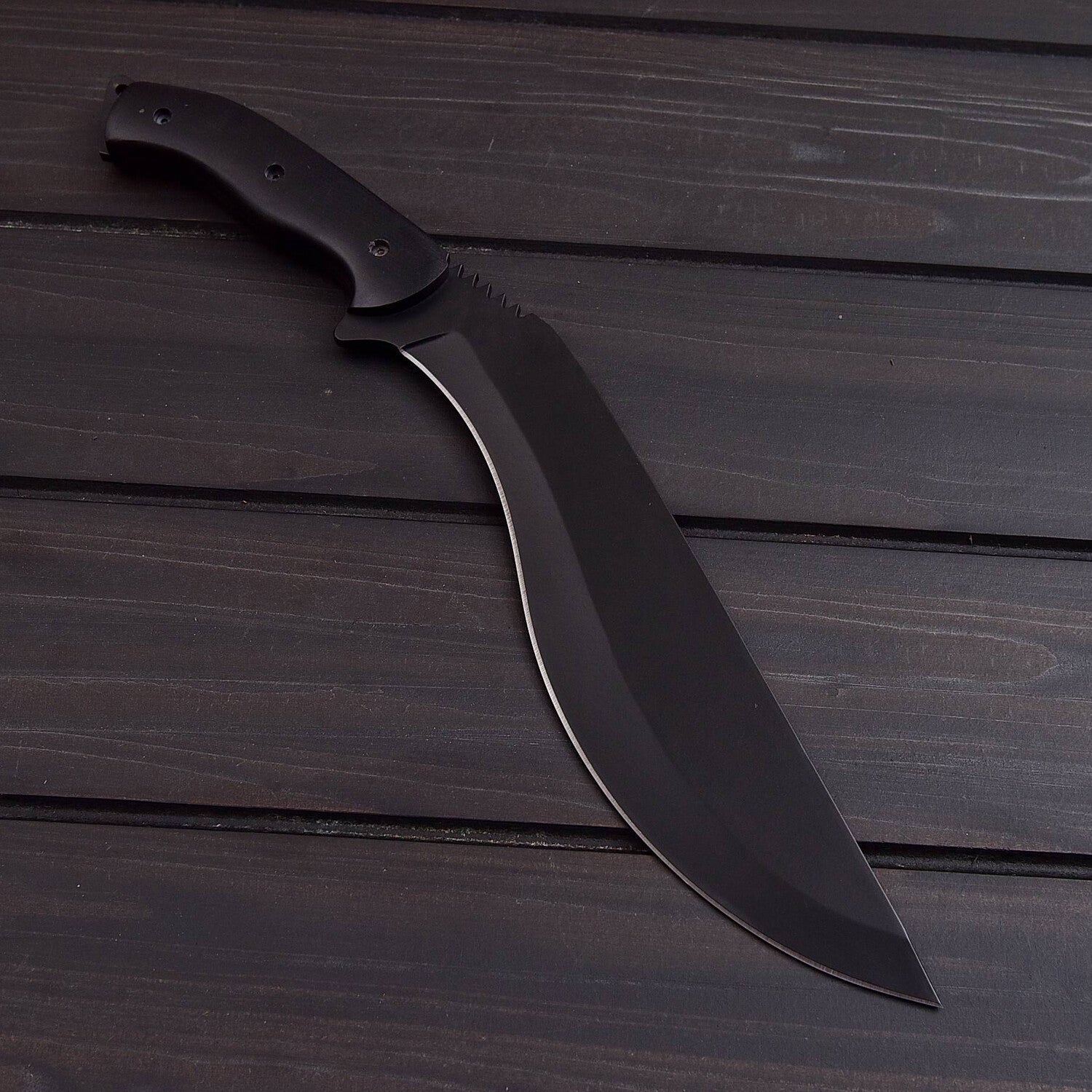 Black Tactical Kukri Knife with Custom Leather Sheath Knives Craft