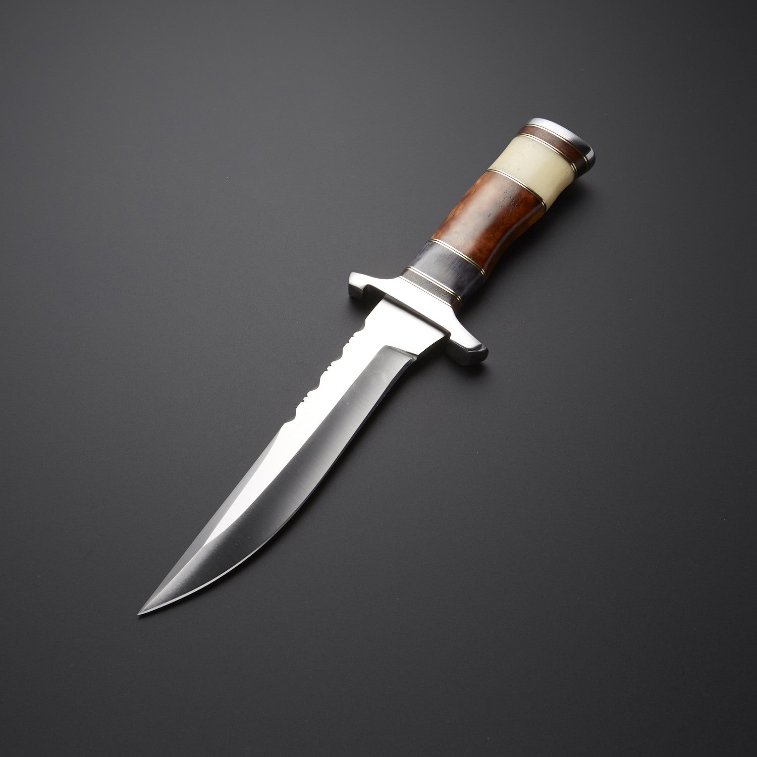 Custom Handmade Hunting Knife with Bone & Wood Handle + Leather Sheath Knives Craft