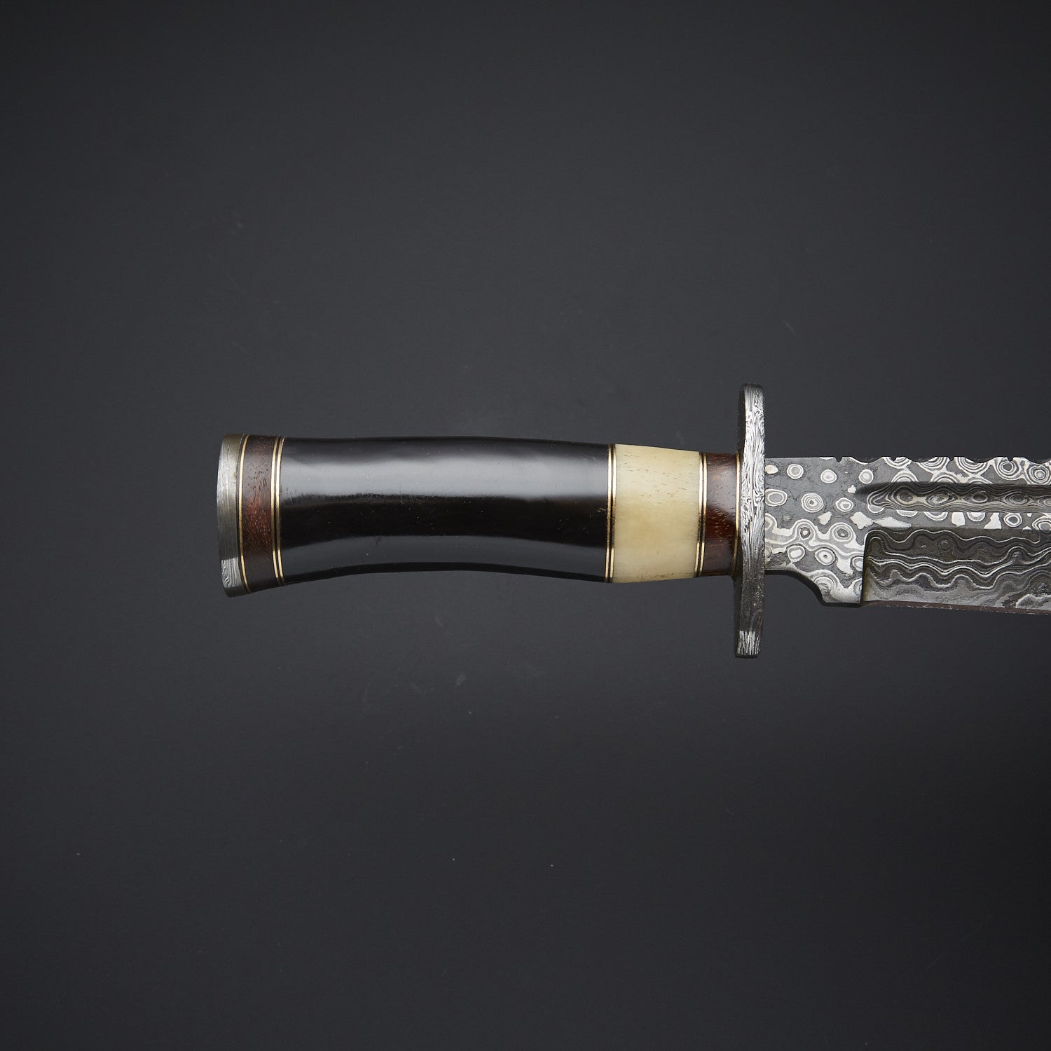 Handmade Damascus Steel Hunting Knife with Horn Handle & Leather Sheath Knives Craft