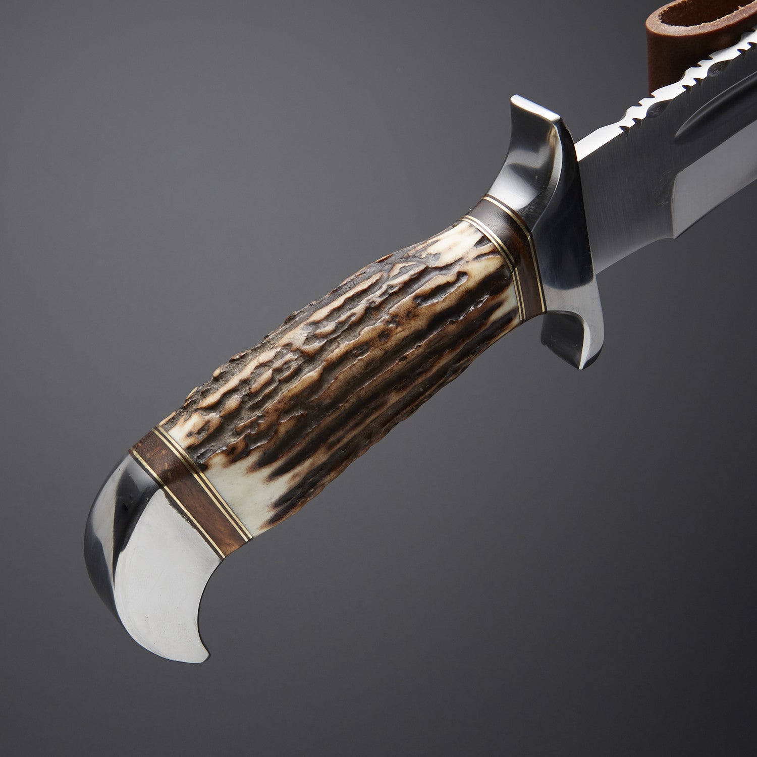 Premium Bowie Hunting Knife with Stag Handle & Leather Sheath Knives Craft