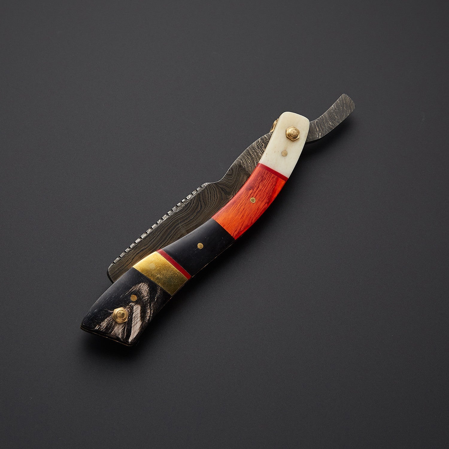 Damascus Steel Straight Razor Vibrant Wooden Handle, Leather Sheath Knives Craft