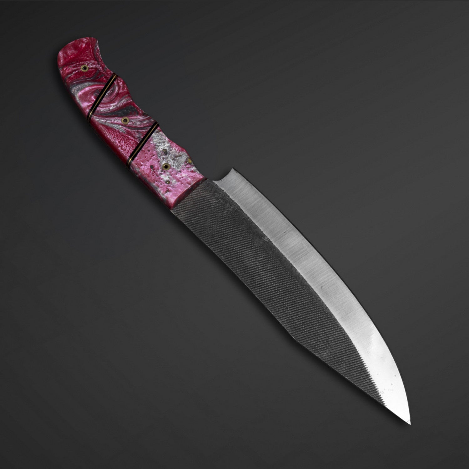 Handcrafted Chef Knife with Unique Red Handle & Leather Sheath Knives Craft