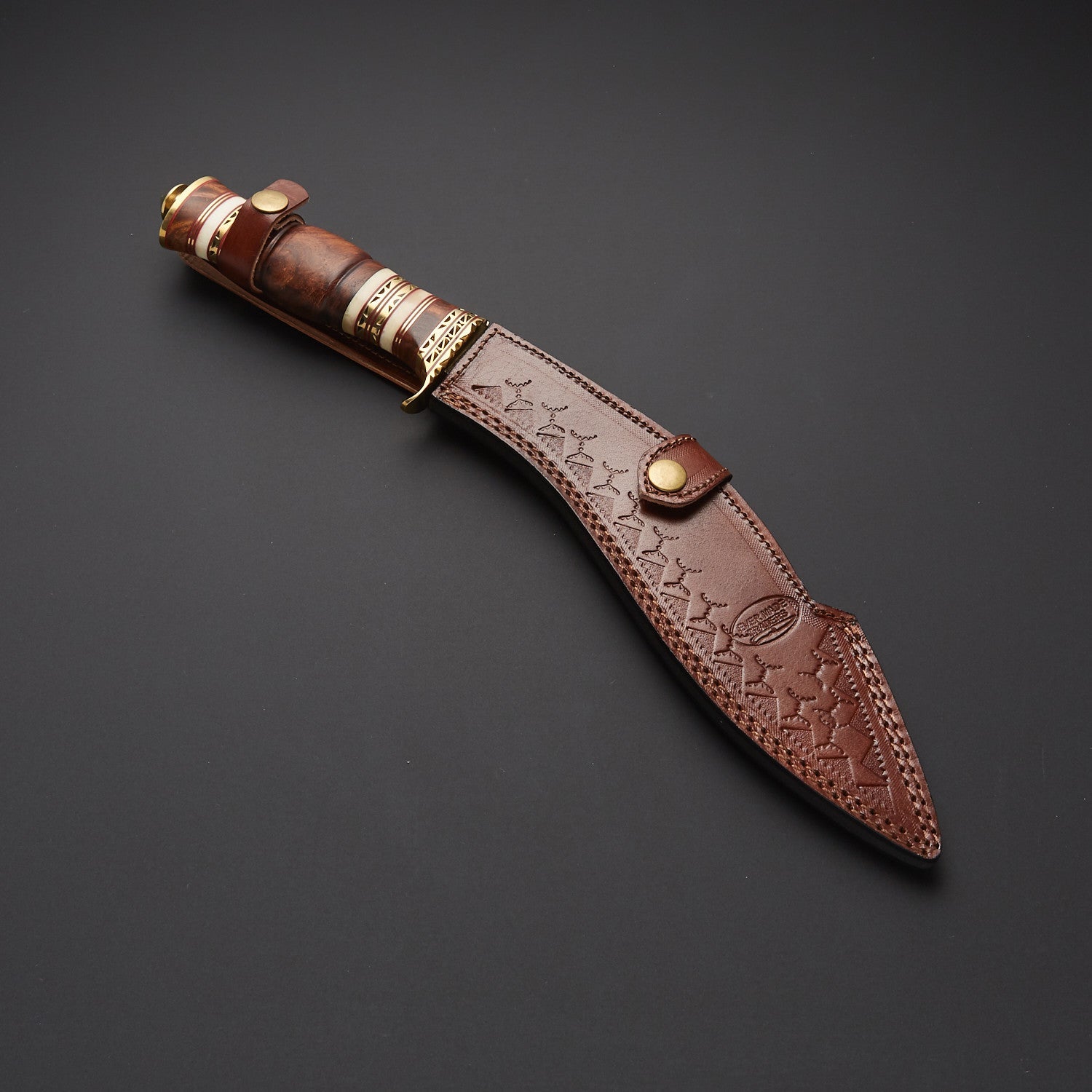 Hand-Forged Damascus Steel kukri Knife with Exotic Wood & Brass Handle Knives Craft