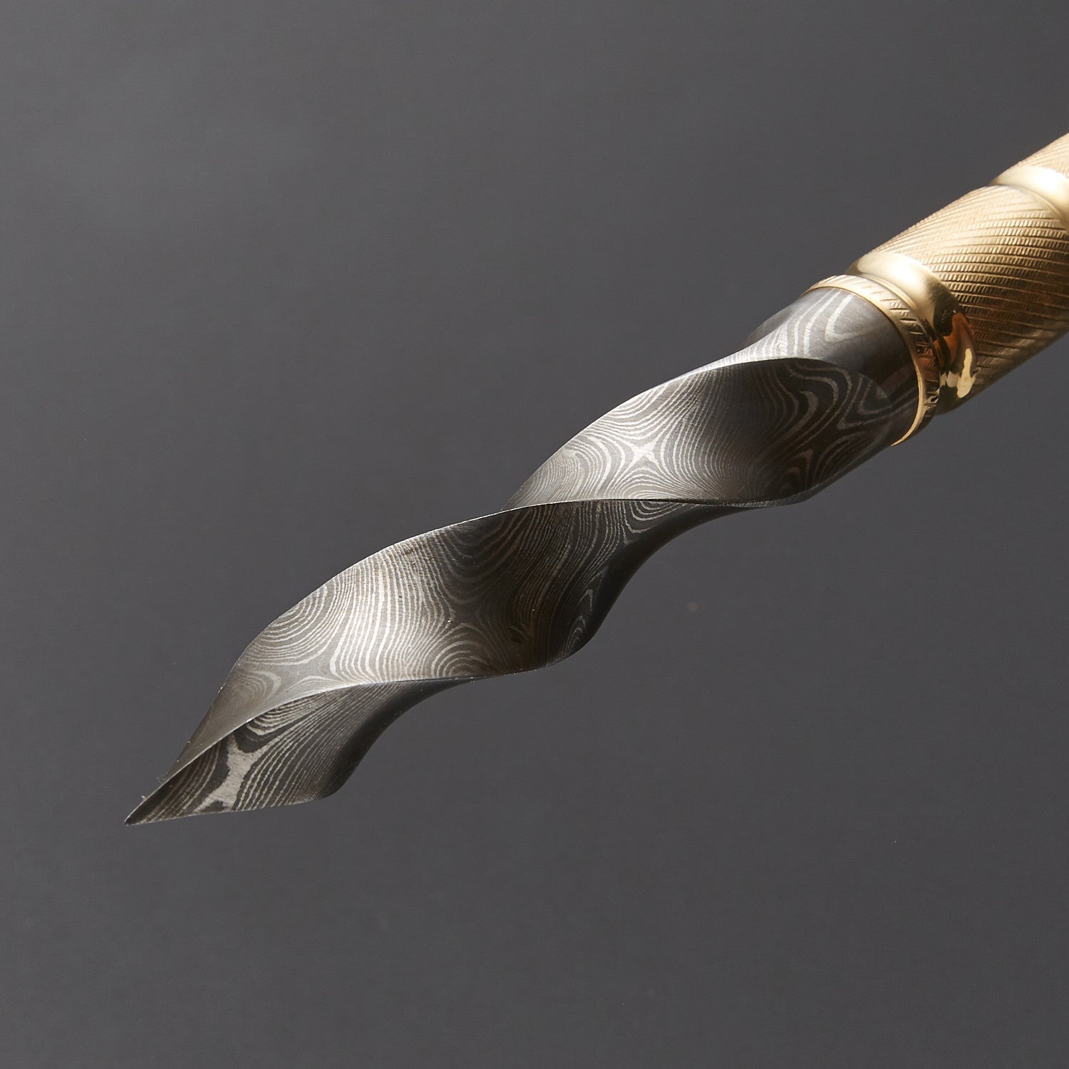 Handmade Damascus Steel Spiral Dagger with Brass Handle Knives Craft