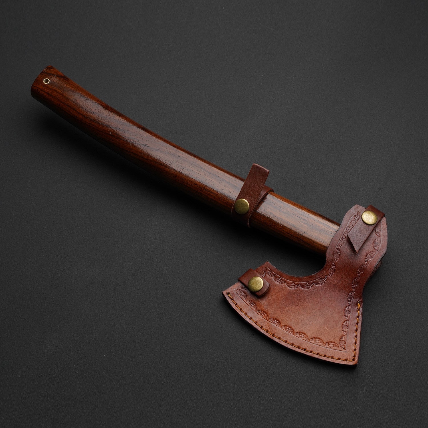 Hand-Forged Damascus Steel Viking Axe β Hardwood Handle with Leather Sheath Knives Craft