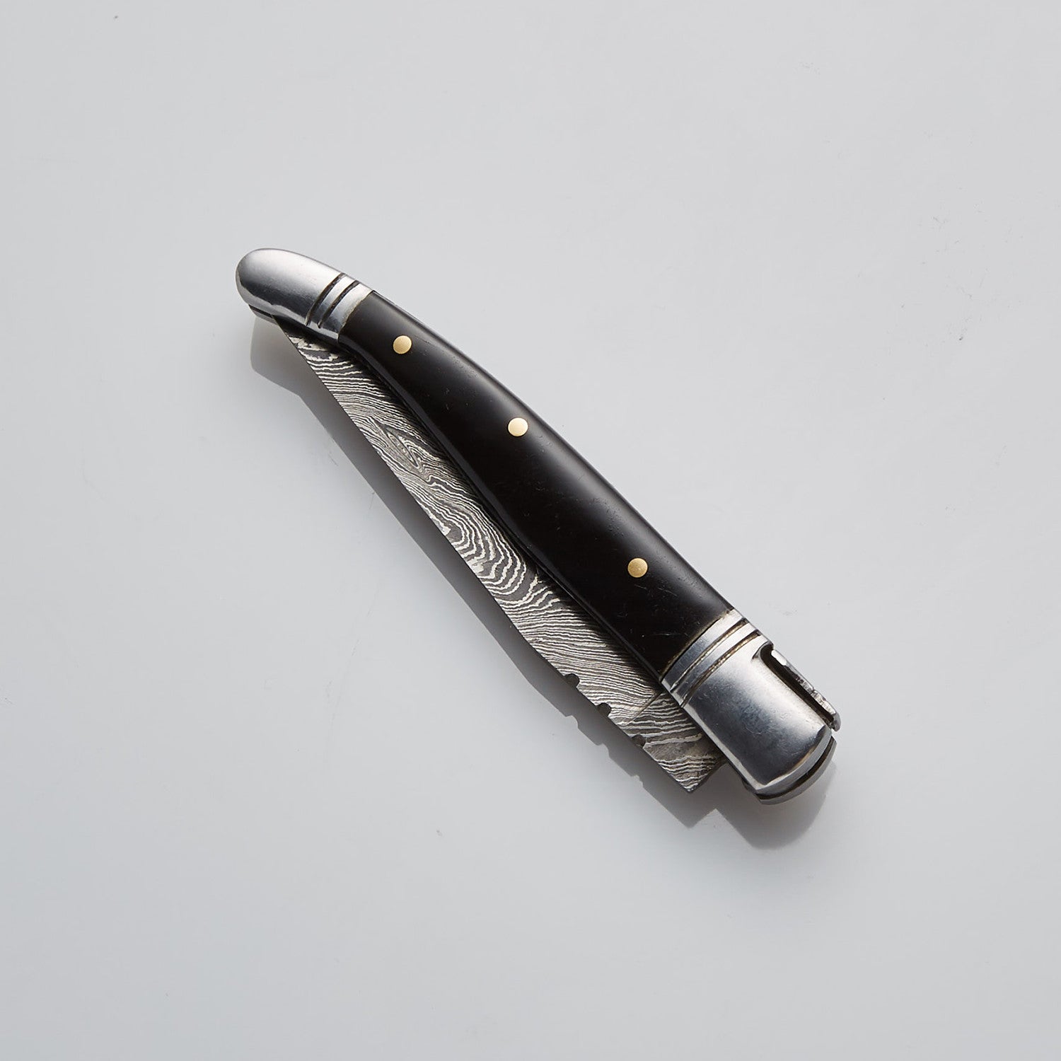 Damascus Steel Folding Knife - Premium Quality, Classic Black Handle 🔪 Knives Craft