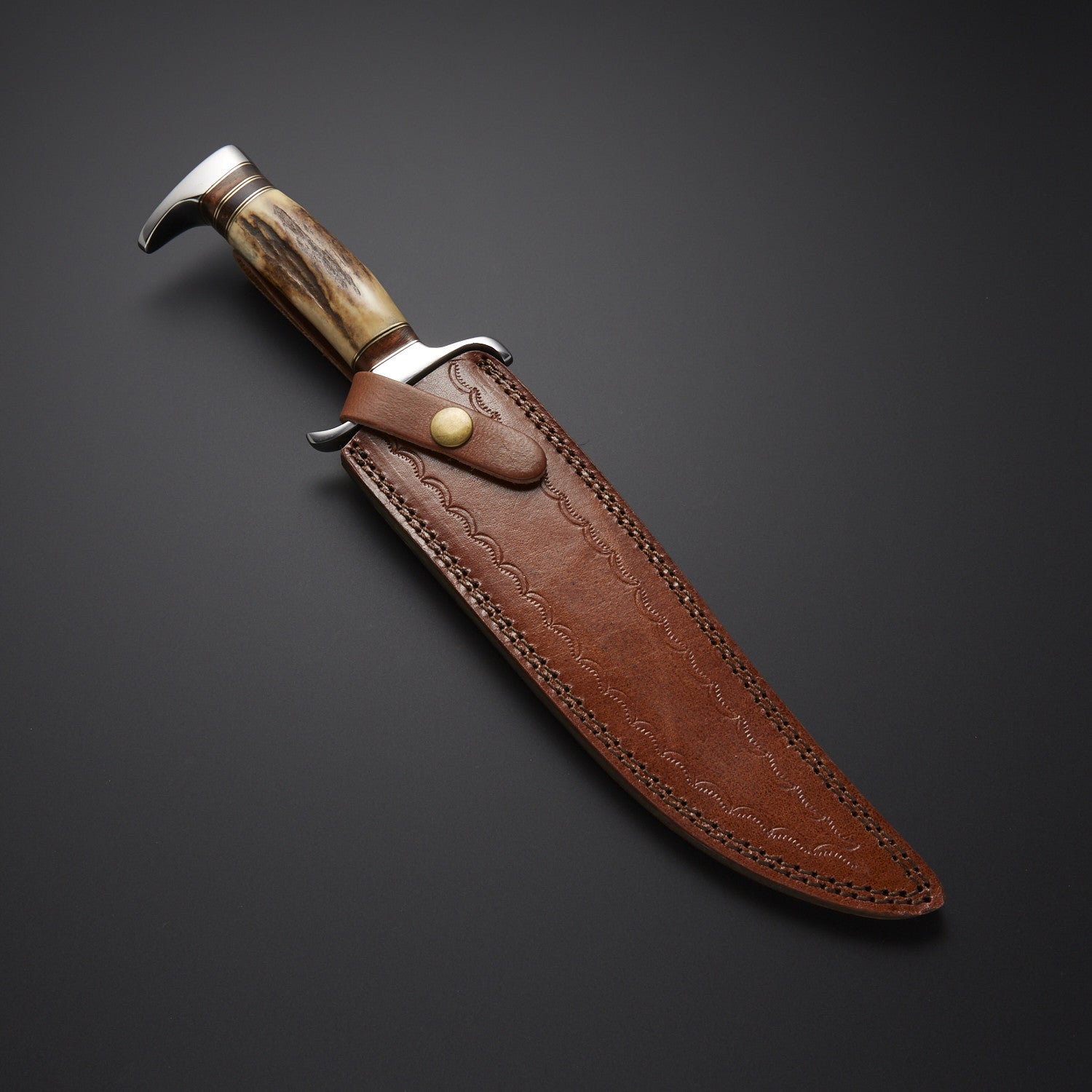 Premium Hunting Knife with Stag Handle & Leather Sheath Knives Craft