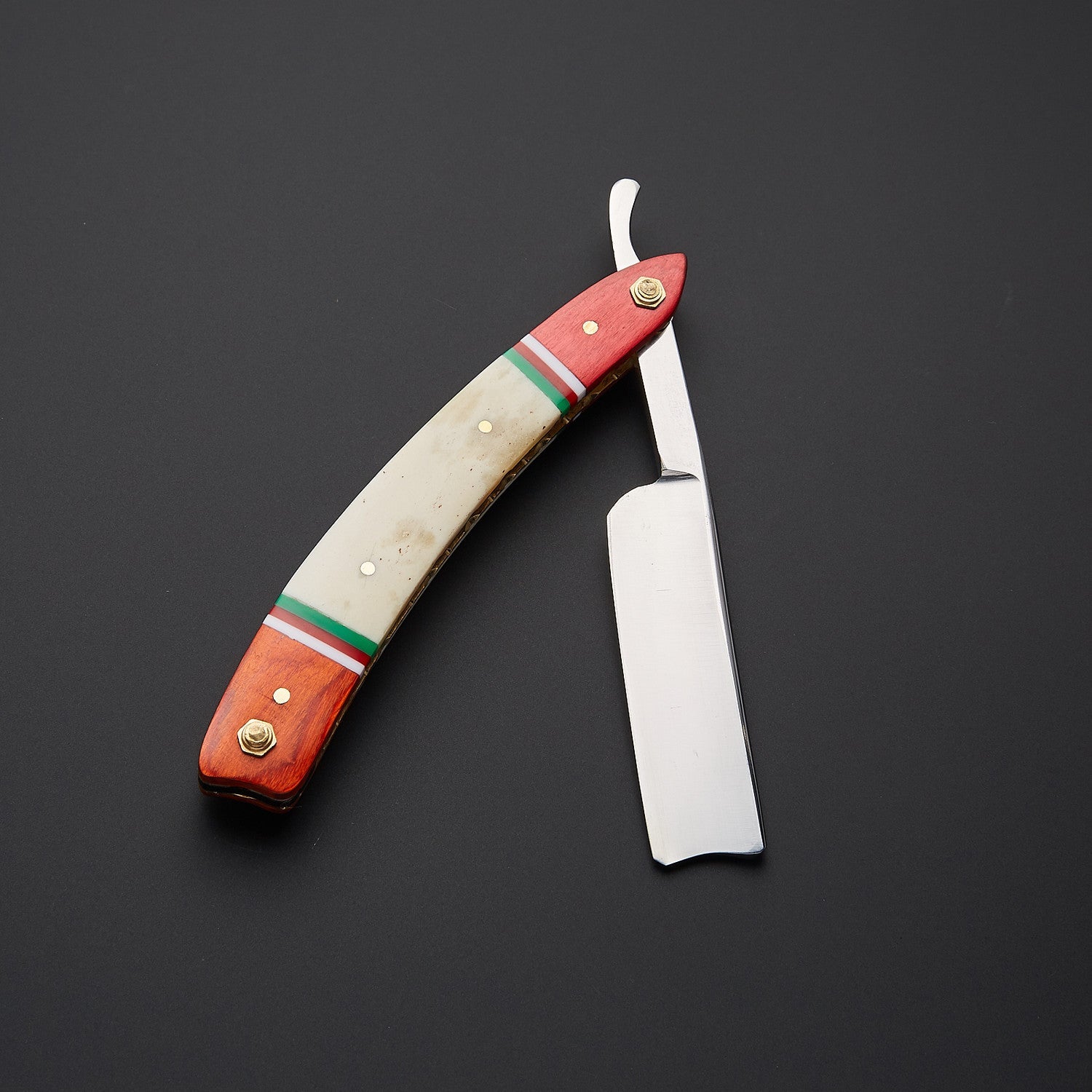 Stainless Steel Straight Razor Vibrant Wooden Handle, Leather Sheath Knives Craft