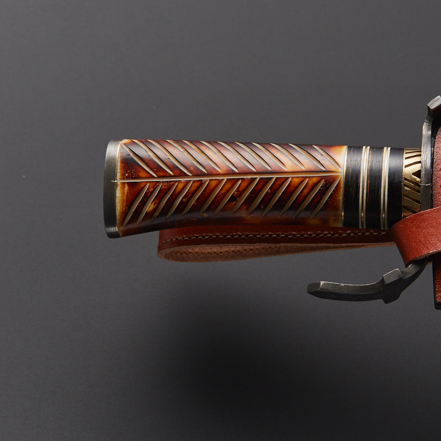 Handmade Damascus Steel Bowie Knife with Engraved Handle & Leather Sheath Knives Craft