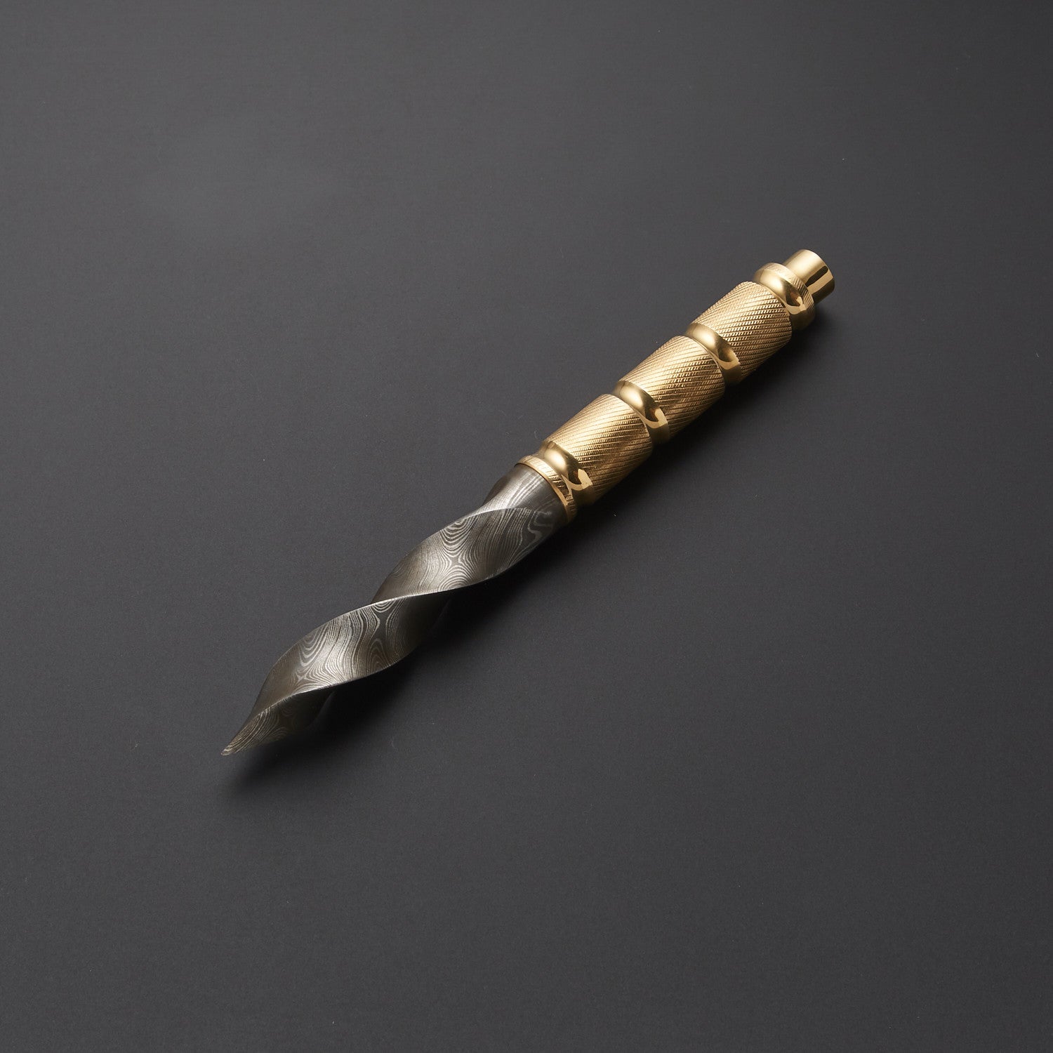 Handmade Damascus Steel Spiral Dagger with Brass Handle Knives Craft