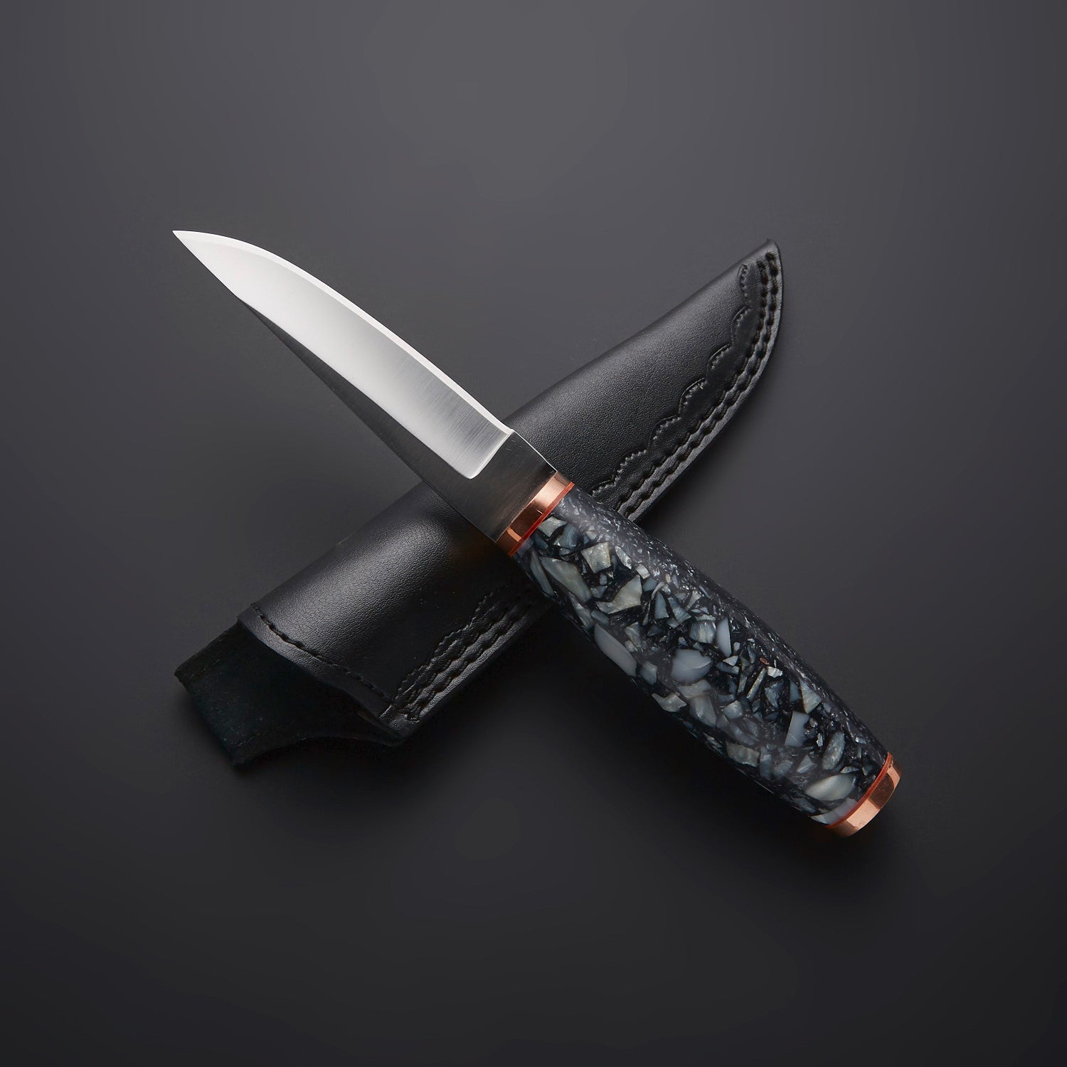 πͺ Hand-Forged Stainless Steel Utility Knife with Stone Mosaic Handle & Leather Sheath πͺ Knives Craft