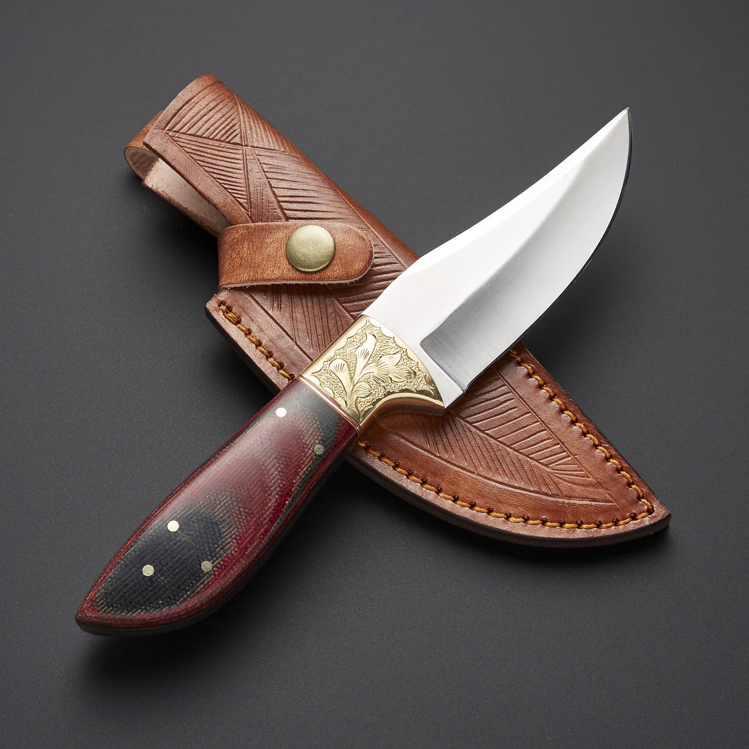 Handcrafted Bushcraft Knife with Decorative Brass Guard & Micarta Handle Knives Craft