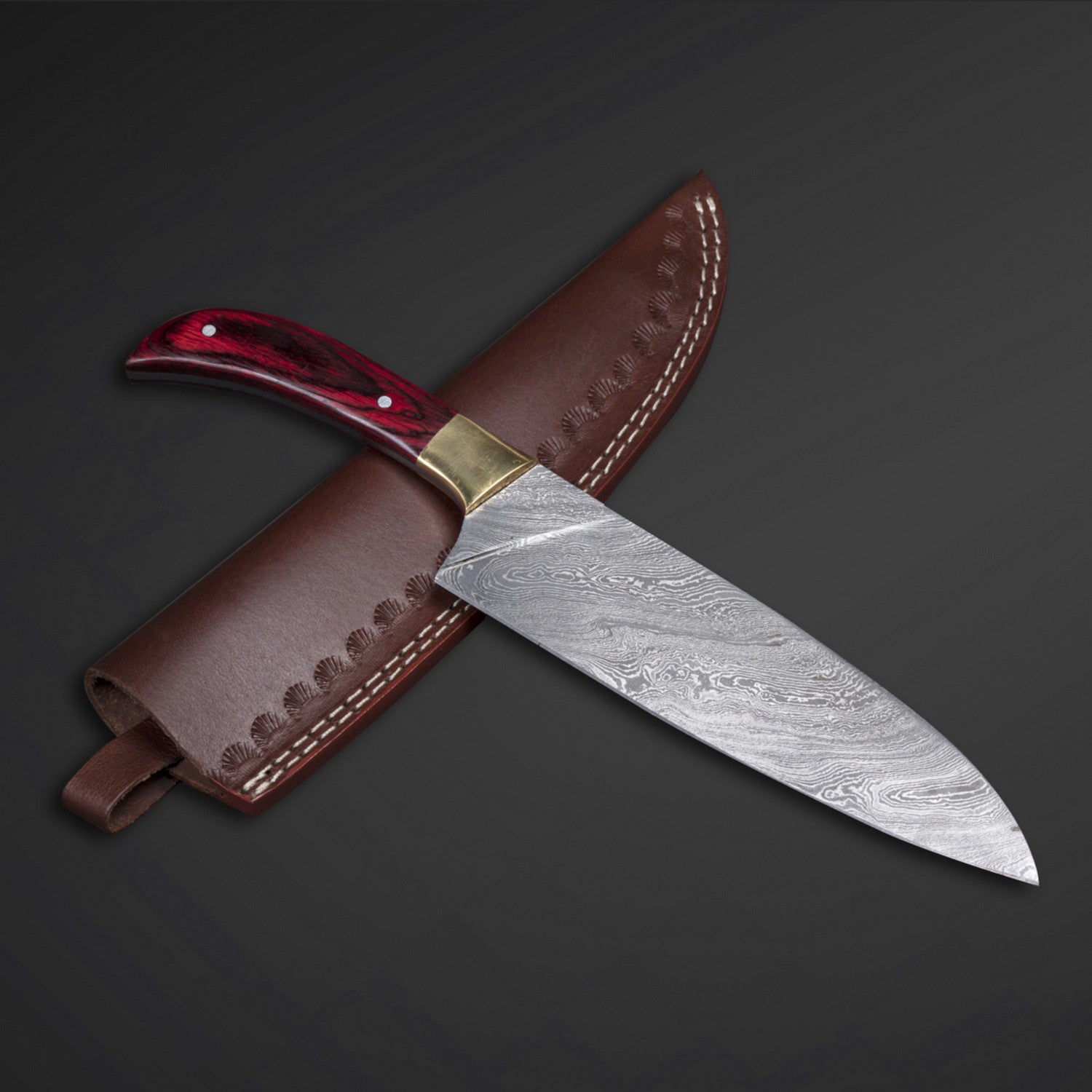 Hand-Forged Damascus Steel Chef Knife with Leather Sheath Knives Craft