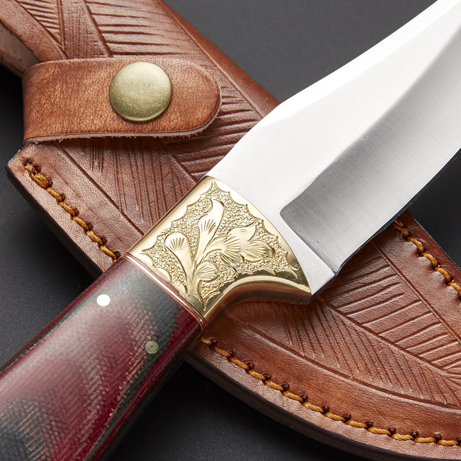 Handcrafted Bushcraft Knife with Decorative Brass Guard & Micarta Handle Knives Craft