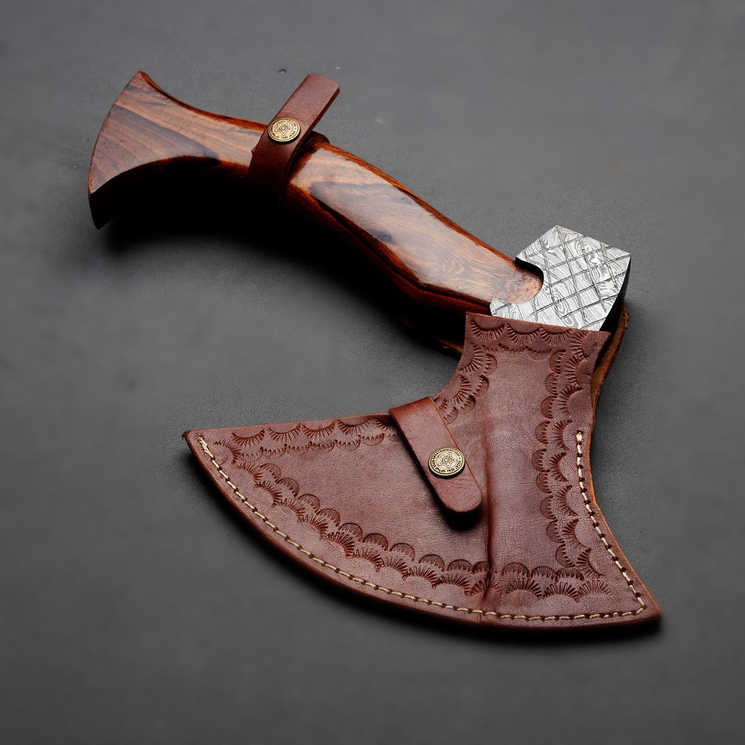 Handmade Damascus Steel Viking Axe with Sheath Knives Craft