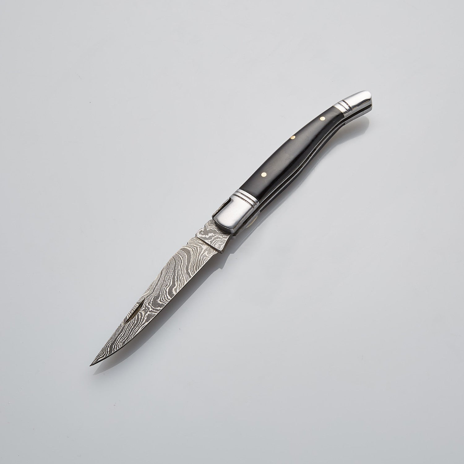 Damascus Steel Folding Knife - Premium Quality, Classic Black Handle 🔪 Knives Craft