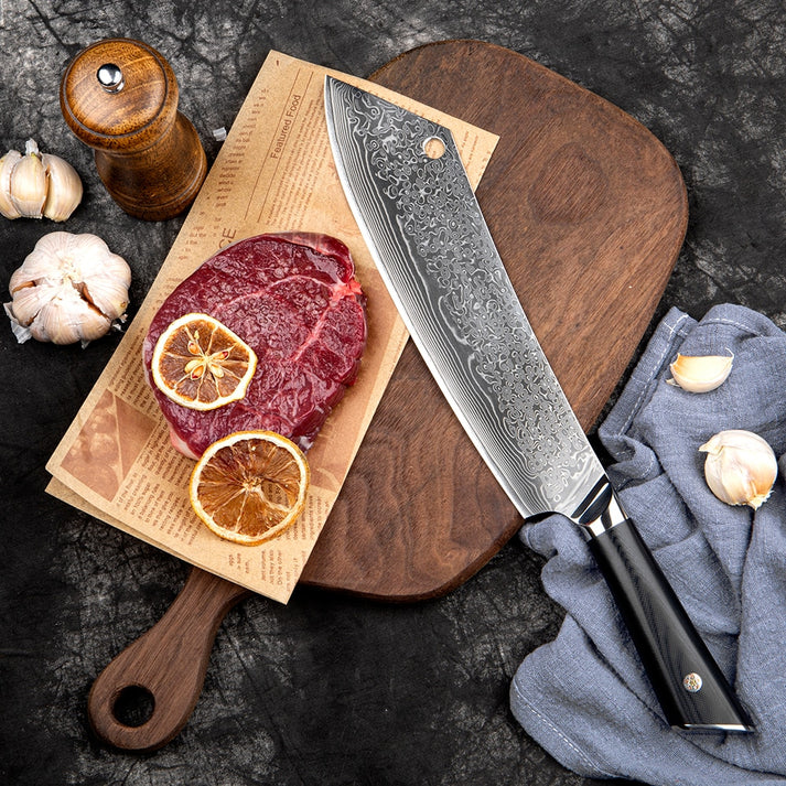 Midnight Wave Damascus Chef Knife