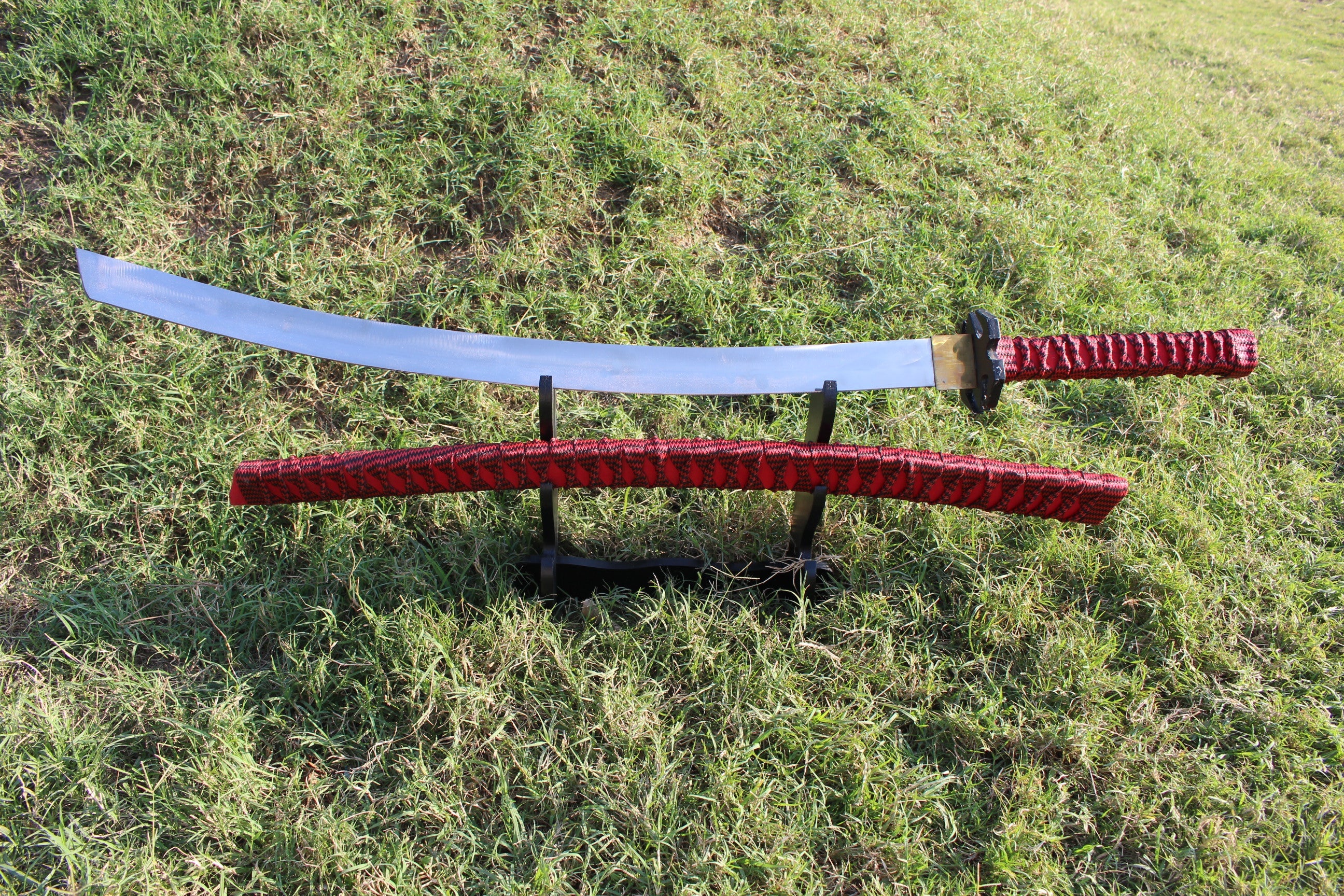 Red Wrapped 5160 Steel Katana Sword Knives Craft