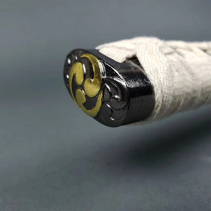 Hand-Forged Samurai Katana with White Handle & Black Scabbard Knives Craft