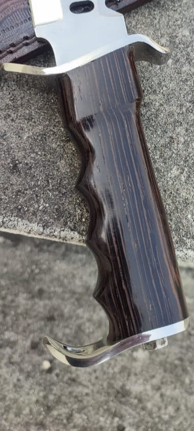 Heavy-Duty Survival Hunting Knife with Wooden Handle & Leather Sheath Knives Craft