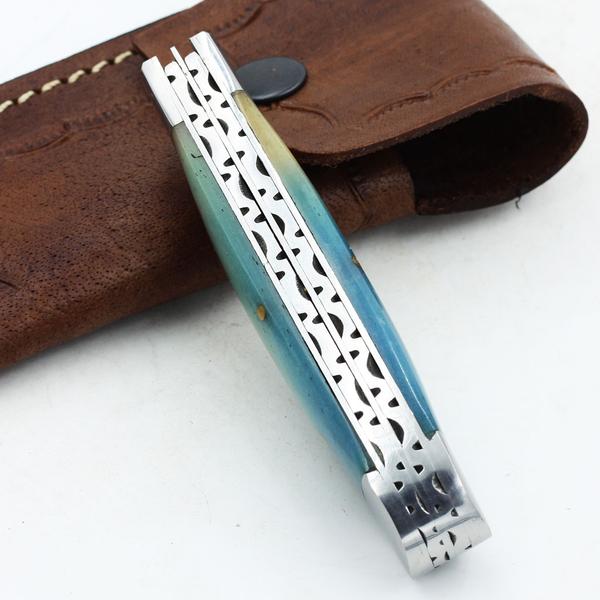 Classic Trapper Pocket Knife with Leather Sheath Knives Craft