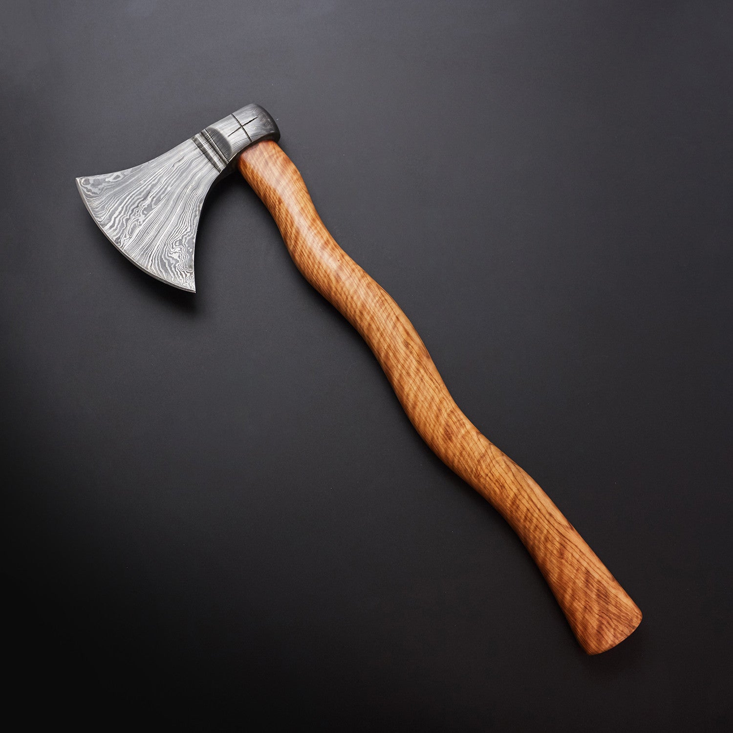 ⚔️ Hand-Forged Damascus Steel Viking Axe with Curved Wooden Handle ⚔️ Knives Craft