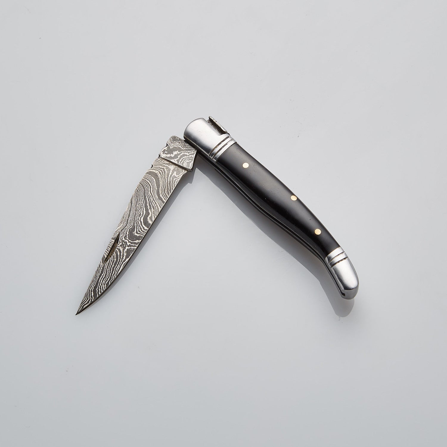 Damascus Steel Folding Knife - Premium Quality, Classic Black Handle 🔪 Knives Craft