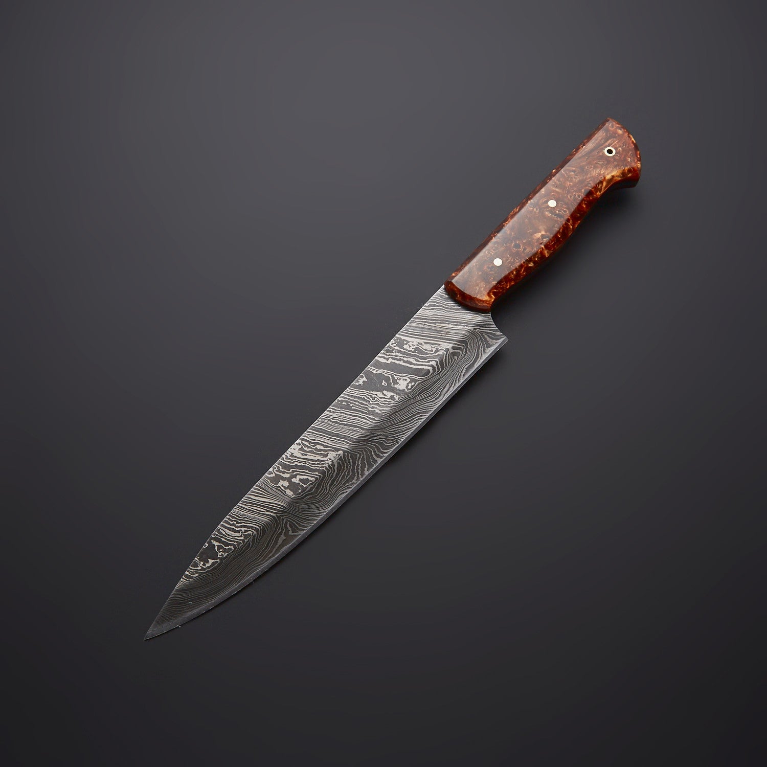 Hand-Forged Damascus Steel Chef Knife – Resin Handle with Leather Sheath Knives Craft