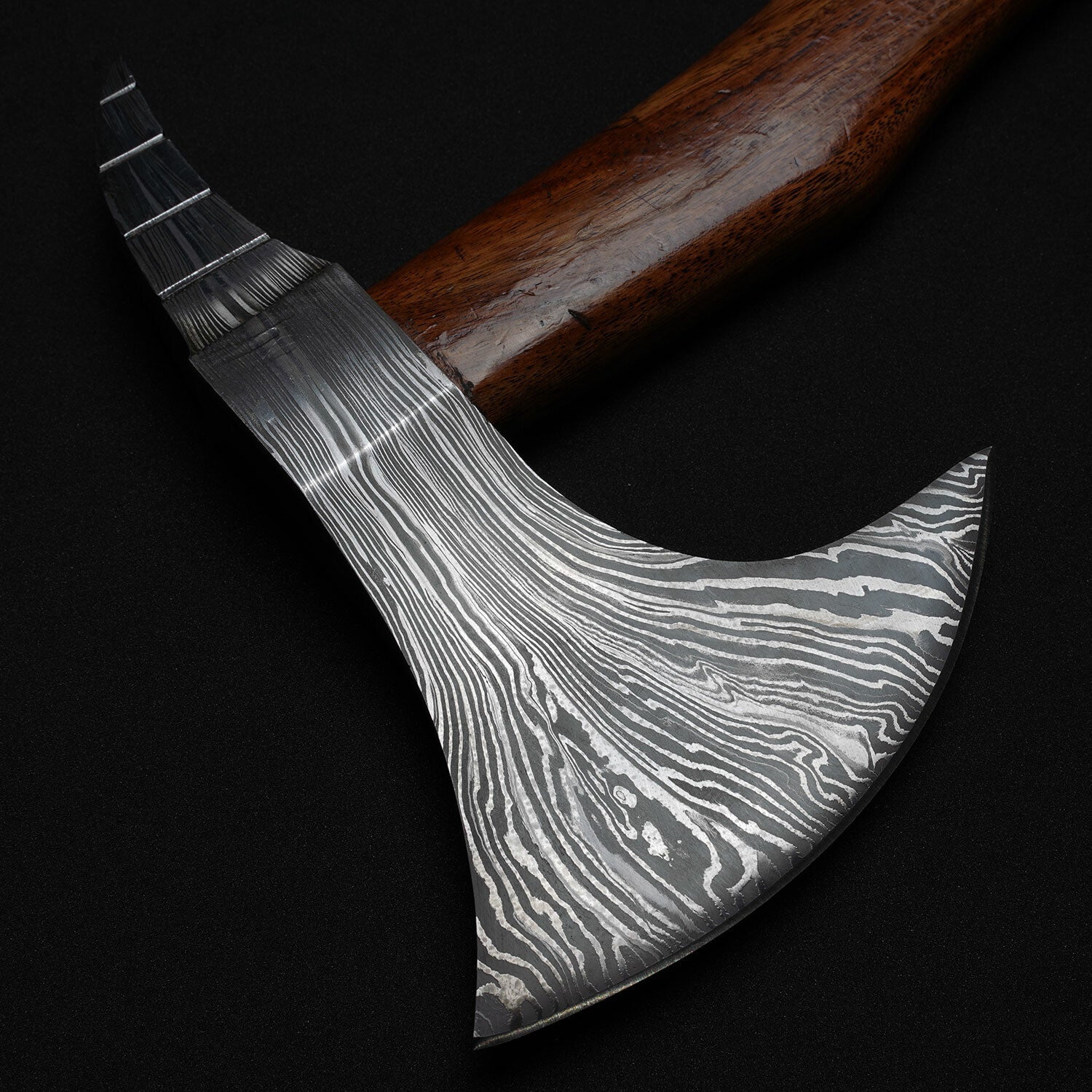 Hand-Forged Damascus Steel Viking Axe β Hardwood Handle with Leather Sheath Knives Craft