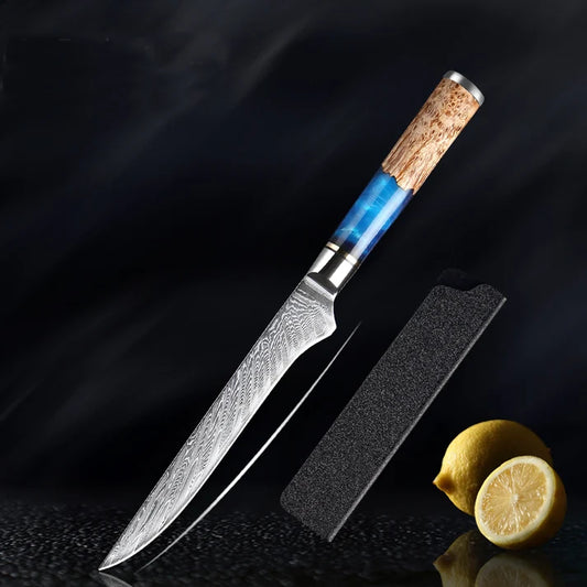 Ocean Wave Damascus Boning Knife