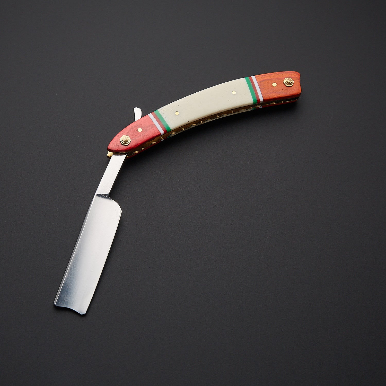 Stainless Steel Straight Razor Vibrant Wooden Handle, Leather Sheath Knives Craft