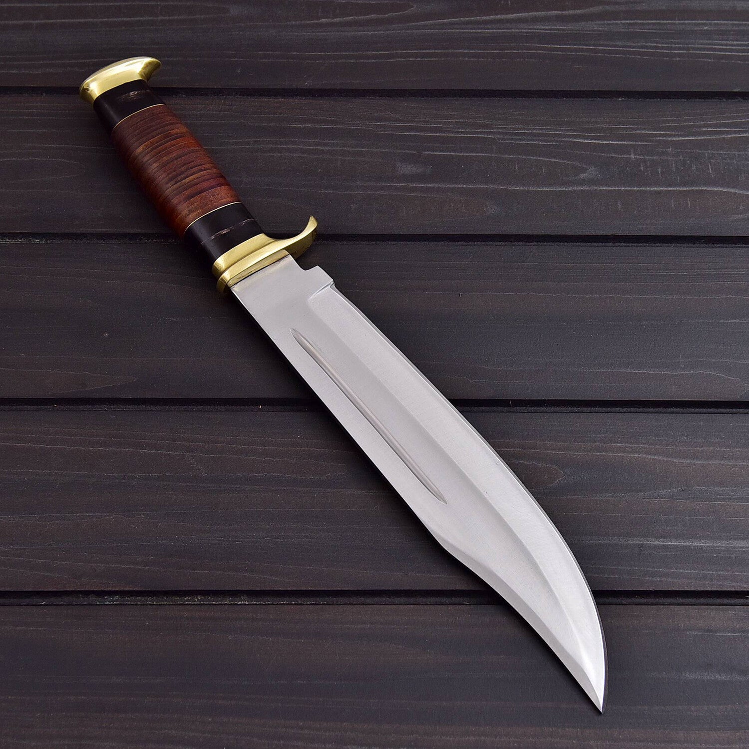 Classic Bowie Hunting Knife with Leather Sheath – Outdoor & Collectible Knives Craft