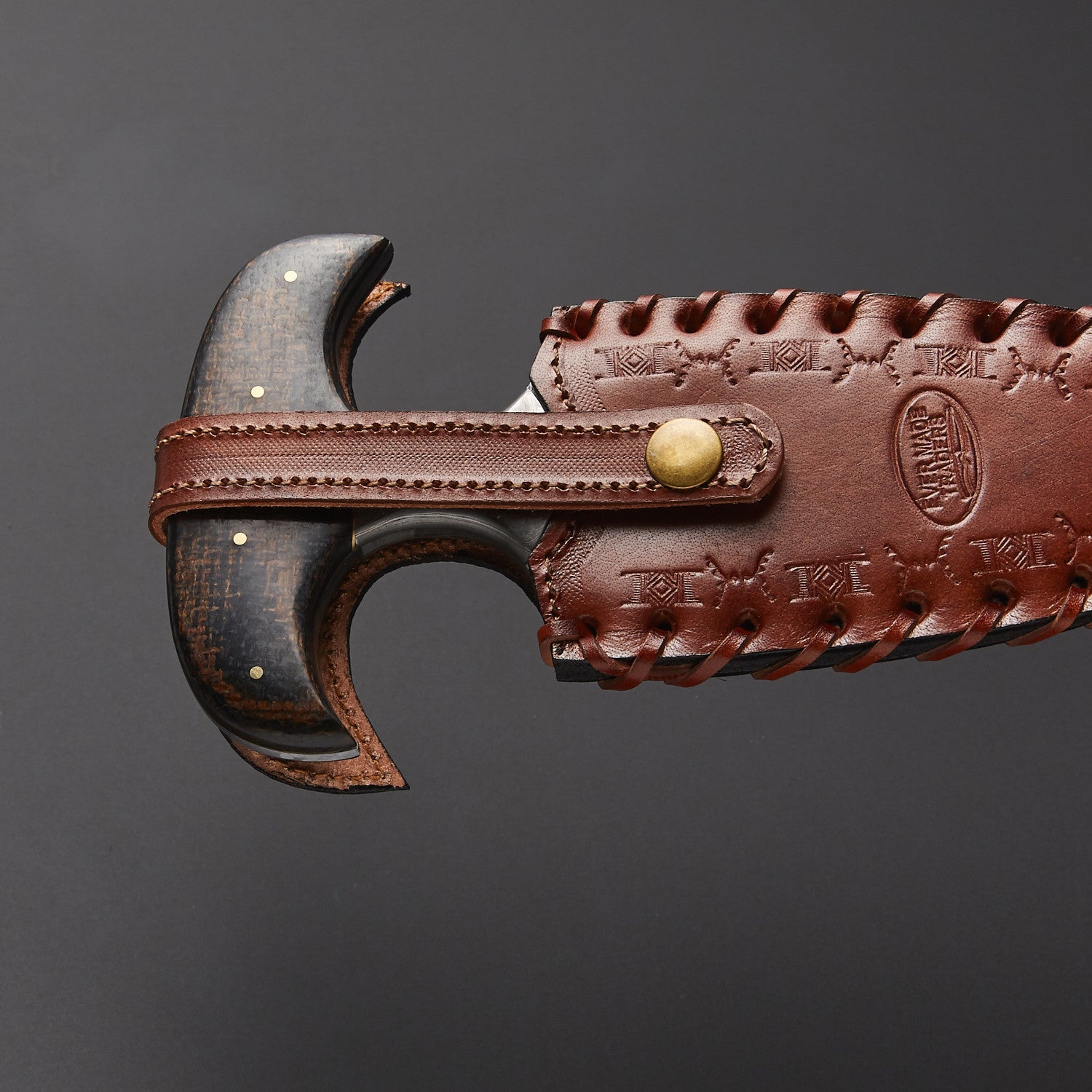 Handmade Damascus Steel Push Dagger Knife with Leather Sheath Knives Craft