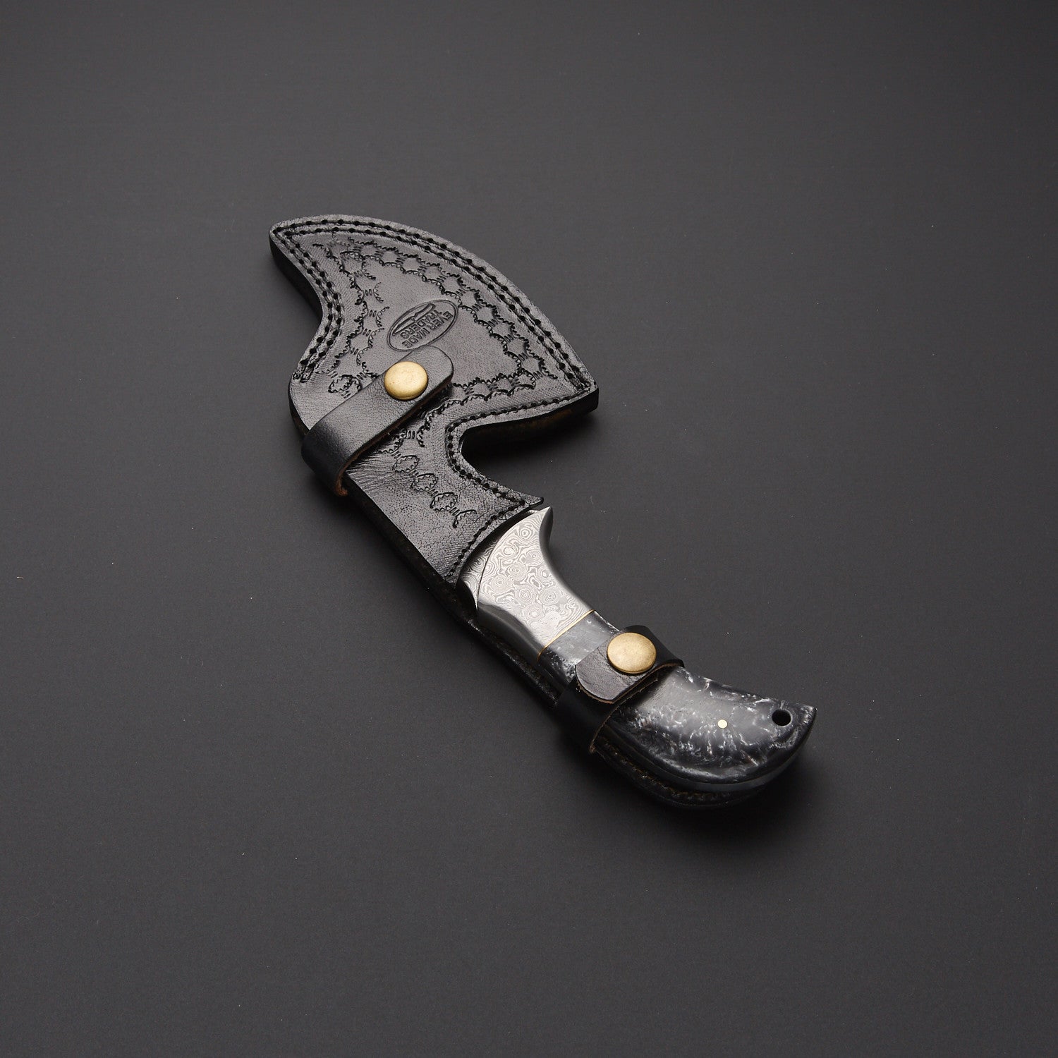 Handmade Damascus Steel Tracker Knife with Custom Handle & Leather Sheath Knives Craft