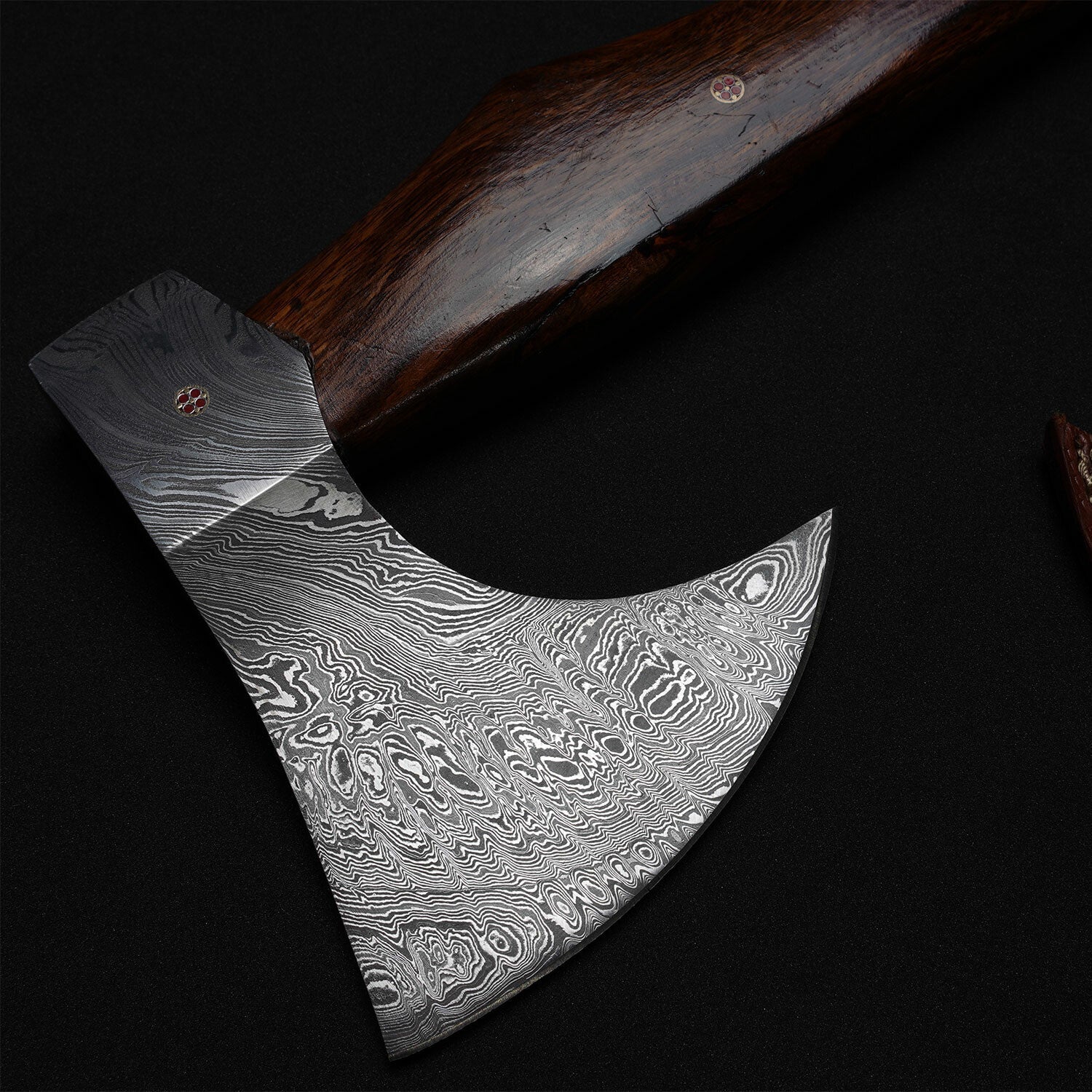 Hand-Forged Damascus Steel Viking Axe with Leather Sheath Knives Craft