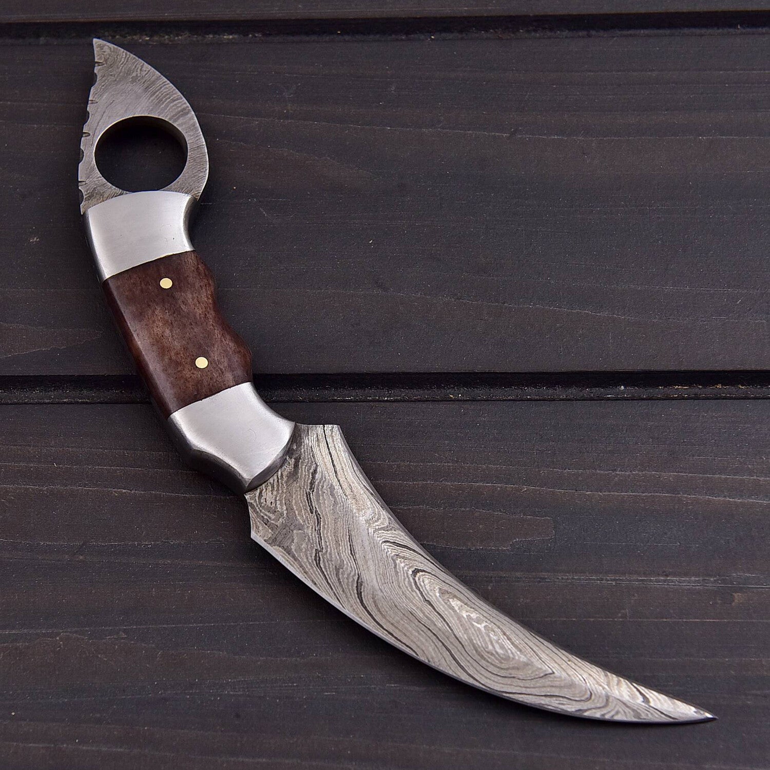 Handmade Damascus Steel Karambit Knife with Leather Sheath Knives Craft