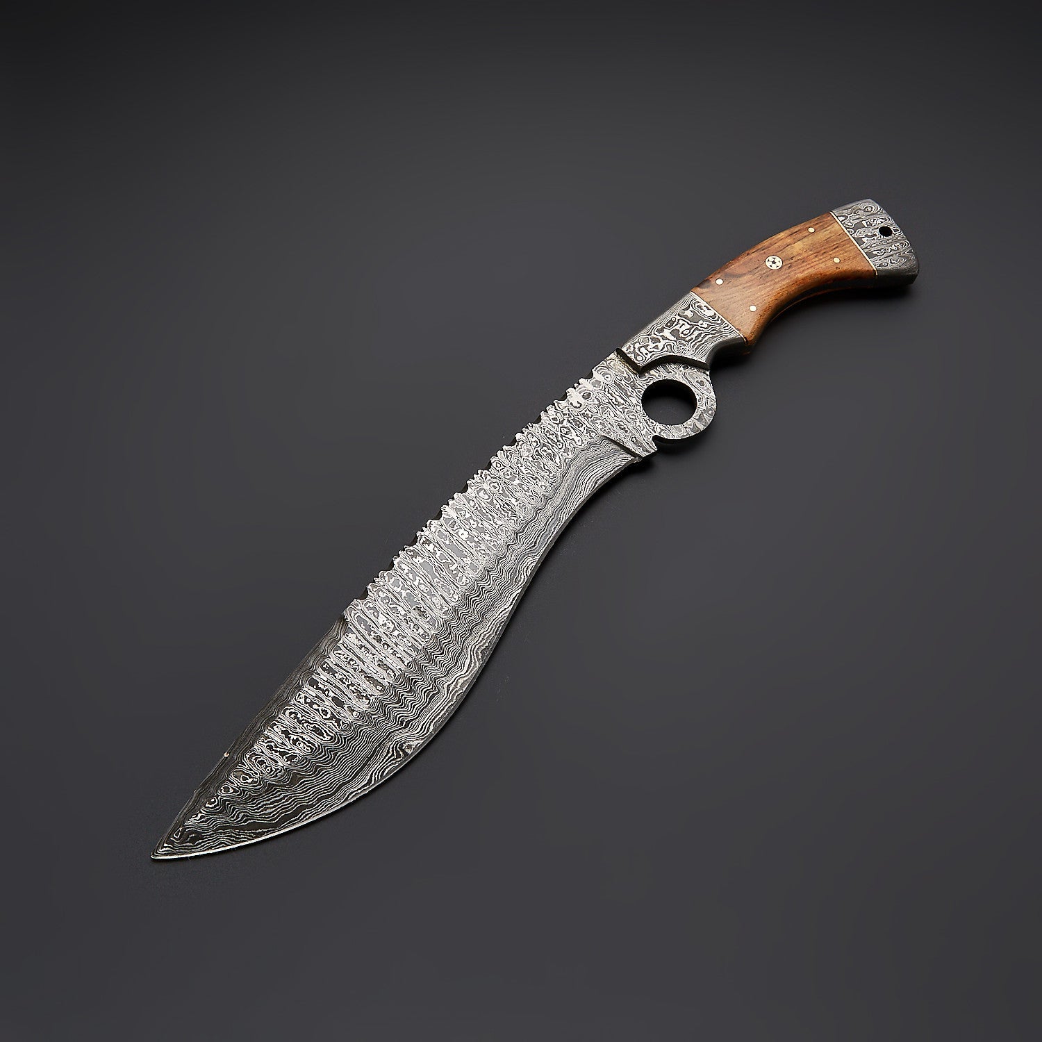 Hand-Forged Damascus Steel Tracker Knife with Wood Handle & Leather Sheath Knives Craft