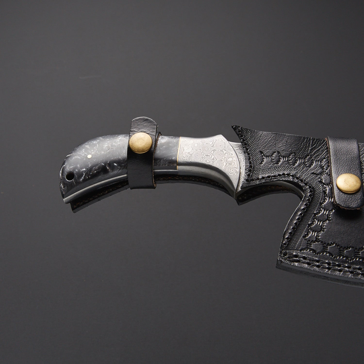 Handmade Damascus Steel Tracker Knife with Custom Handle & Leather Sheath Knives Craft