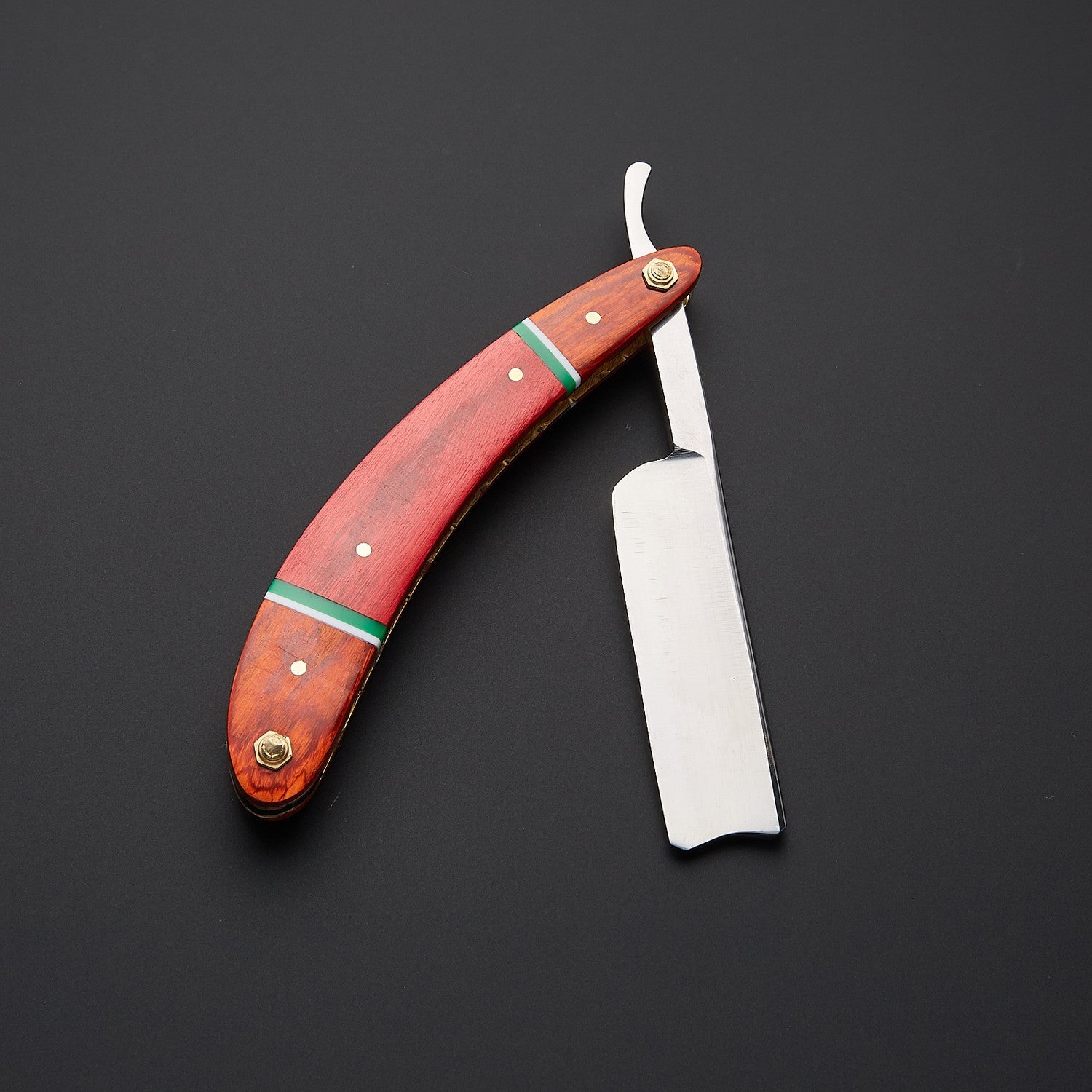 Stainless Steel Straight Razor Stylish Wooden Handle, Leather Sheath Knives Craft