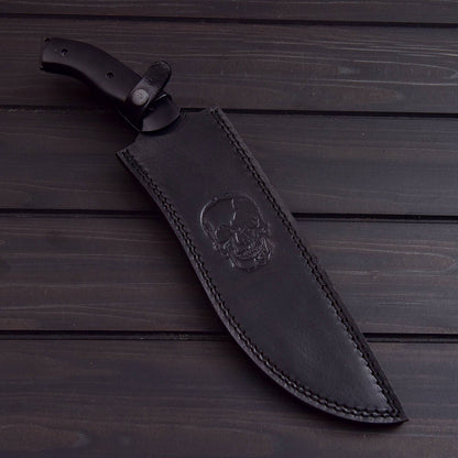 Black Tactical Kukri Knife with Custom Leather Sheath Knives Craft