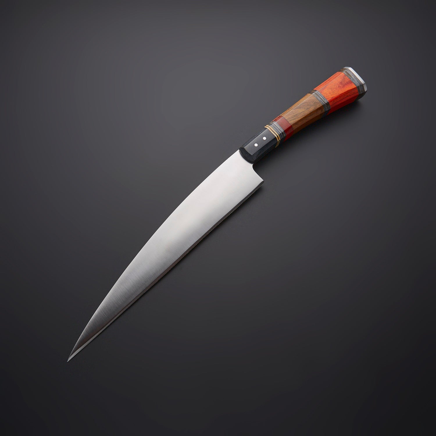 Handcrafted Chef Knife with Red &amp; Wood Handle + Leather Sheath Knives Craft