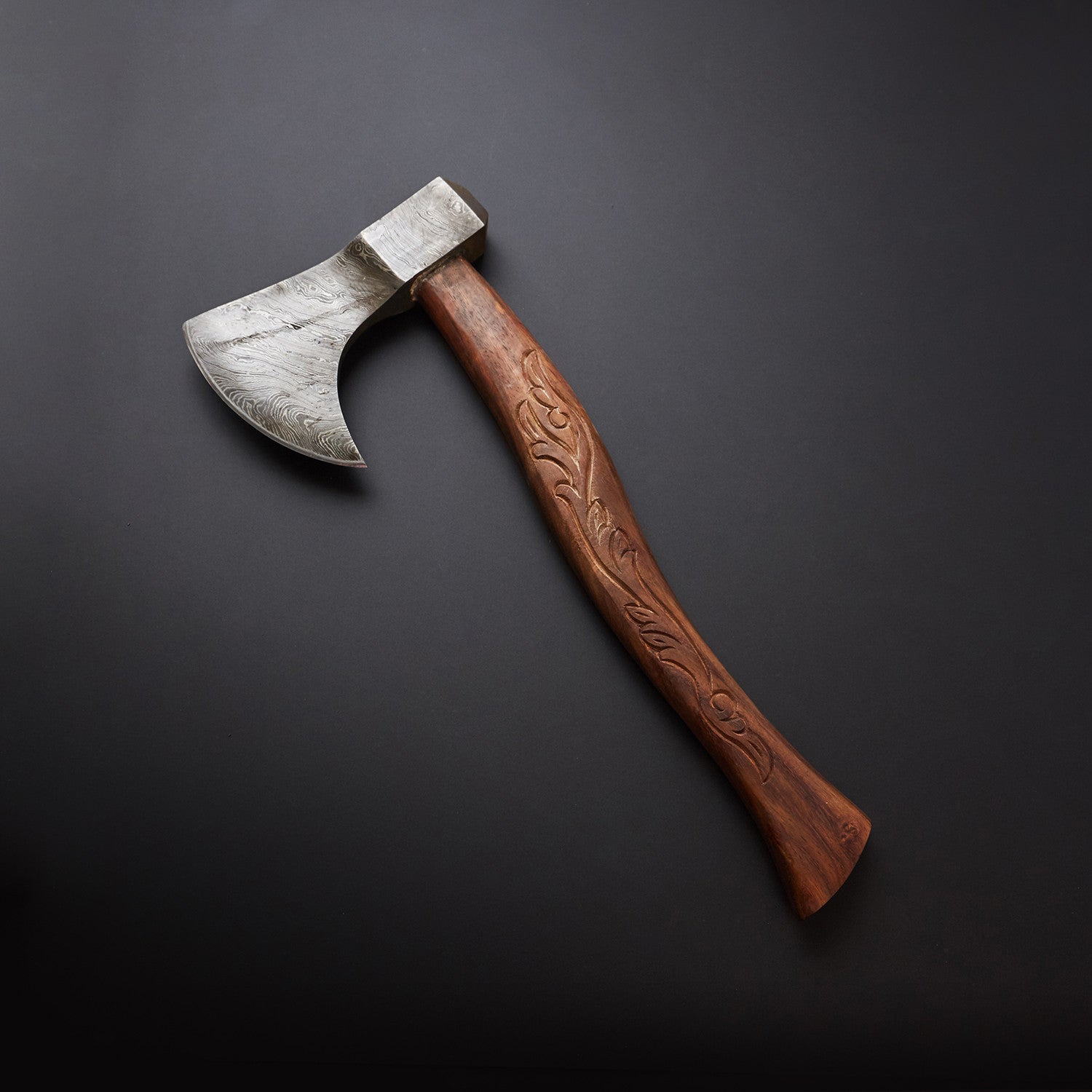 🪓 Hand-Forged DamascusSteel Viking Axe with Carved Wooden Handle & Leather Sheath 🪓 Knives Craft