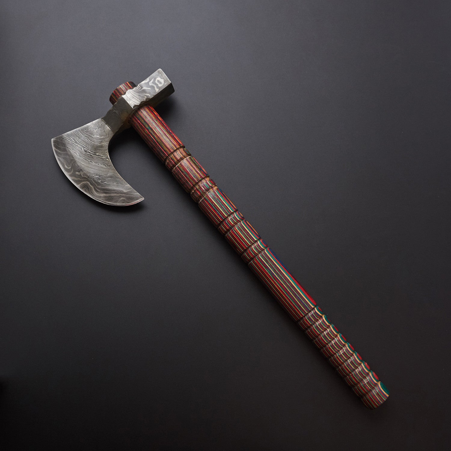🪓 Hand-Forged Damascus Steel Viking Battle Axe with Leather Sheath 🪓 Knives Craft