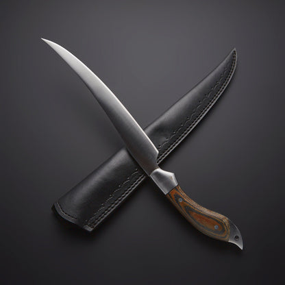 🔪 Hand-Forged Stainless Steel Fillet Knife with Wooden Handle & Leather Sheath 🔪 Knives Craft