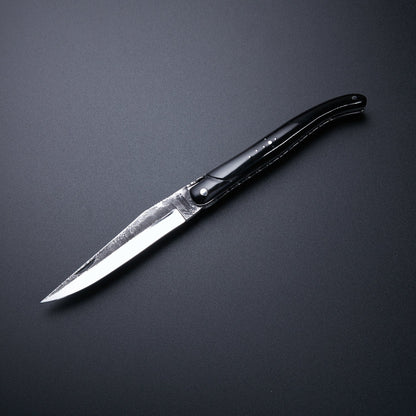 Damascus Steel Folding Knife - Sharp Blade, Elegant Black Handle 🔪 Knives Craft