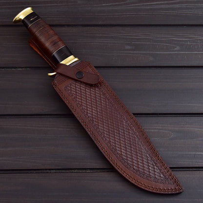 Classic Bowie Hunting Knife with Leather Sheath – Outdoor & Collectible Knives Craft