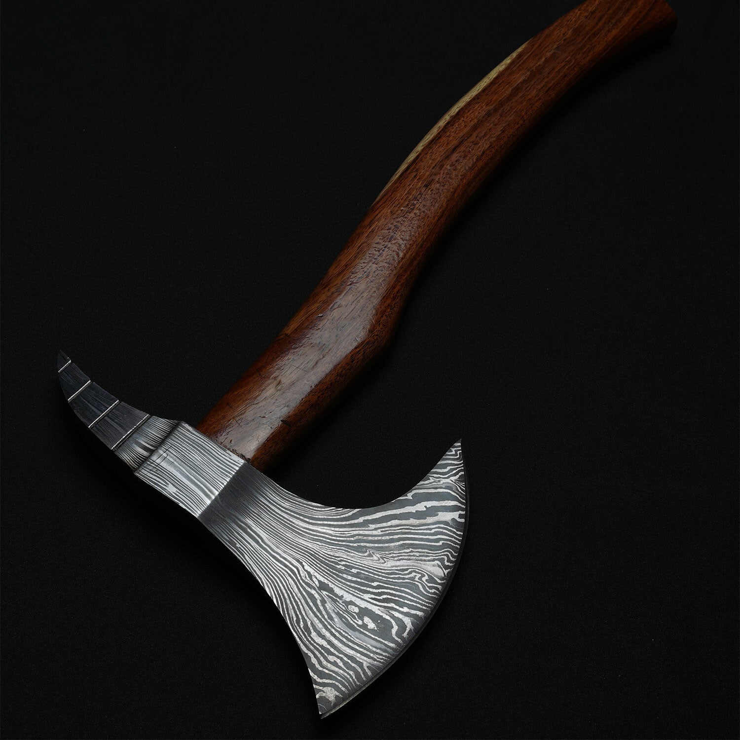 Hand-Forged Damascus Steel Viking Axe – Hardwood Handle with Leather Sheath Knives Craft