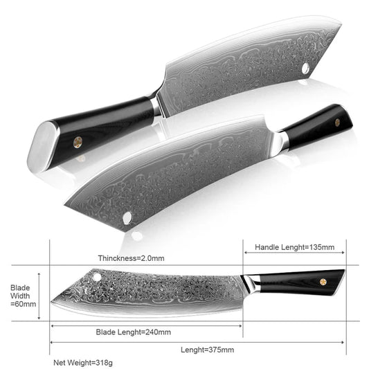Midnight Wave Damascus Chef Knife
